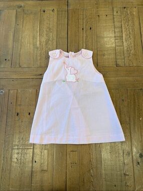 Petite ami pink gingham elephant embroidered shift dress 9 months traditional